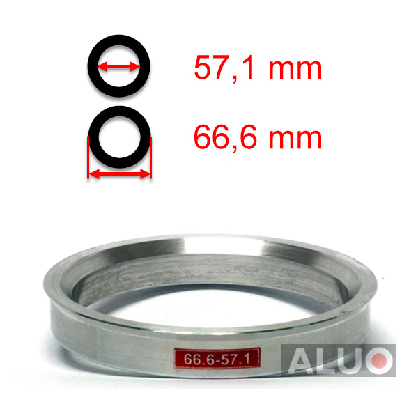 Aluminium Navringar - Centreringsringar 66,6 - 57,1 mm ( 66.6 - 57.1 ) - gratis frakt